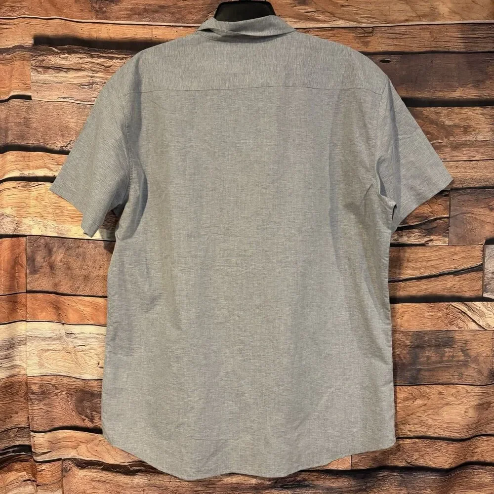 Molokai Surf Co Shirt Mens XXL Gray Button Down Short Sleeve Casual Cotton Blend